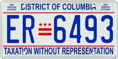 DC license plate ER6493