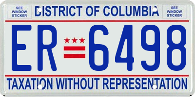 DC license plate ER6498