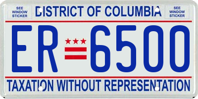 DC license plate ER6500
