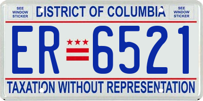 DC license plate ER6521