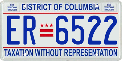 DC license plate ER6522