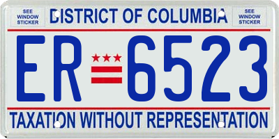 DC license plate ER6523