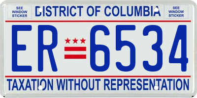 DC license plate ER6534