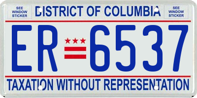 DC license plate ER6537