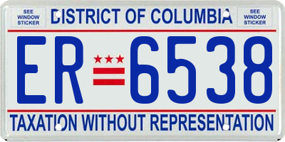 DC license plate ER6538