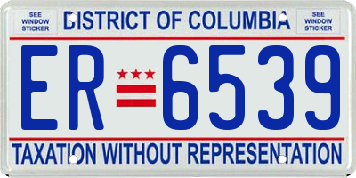 DC license plate ER6539