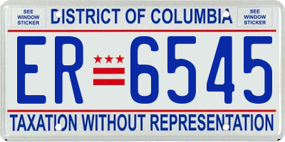 DC license plate ER6545