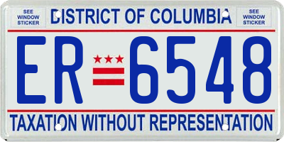 DC license plate ER6548