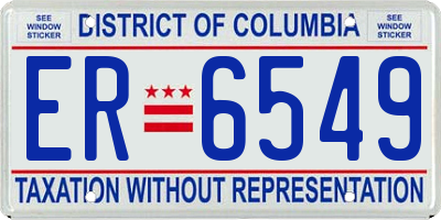 DC license plate ER6549