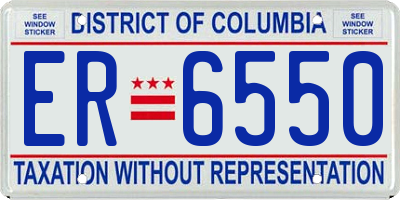 DC license plate ER6550