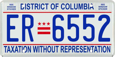 DC license plate ER6552