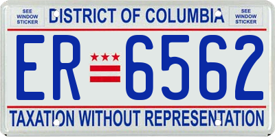 DC license plate ER6562