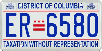 DC license plate ER6580