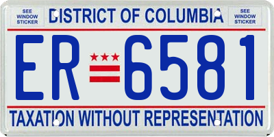 DC license plate ER6581