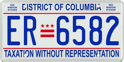 DC license plate ER6582