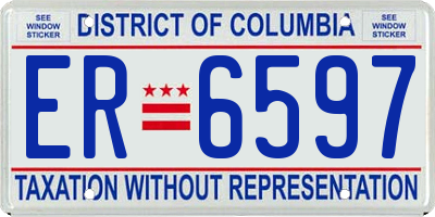 DC license plate ER6597