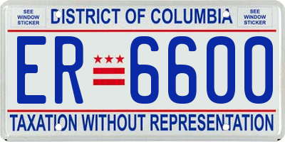 DC license plate ER6600