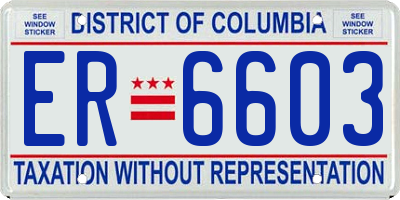 DC license plate ER6603