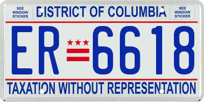 DC license plate ER6618