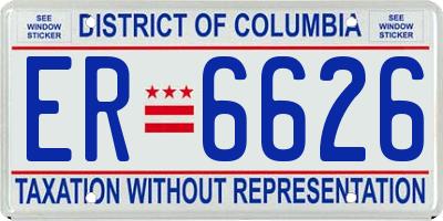 DC license plate ER6626