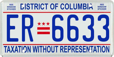 DC license plate ER6633