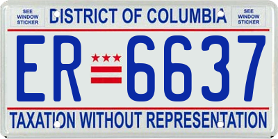 DC license plate ER6637