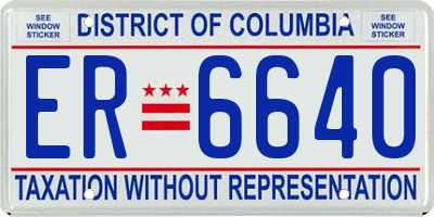 DC license plate ER6640