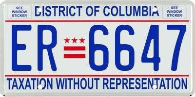 DC license plate ER6647