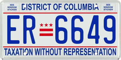 DC license plate ER6649
