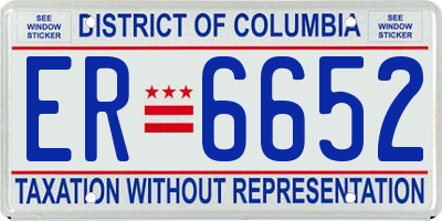 DC license plate ER6652