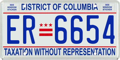 DC license plate ER6654