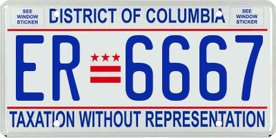 DC license plate ER6667