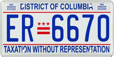 DC license plate ER6670
