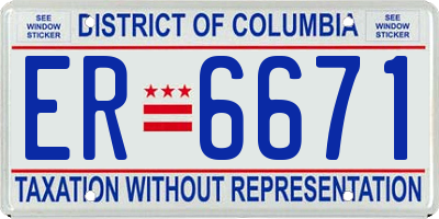 DC license plate ER6671