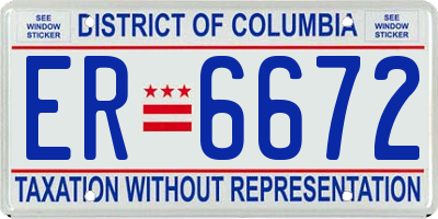 DC license plate ER6672