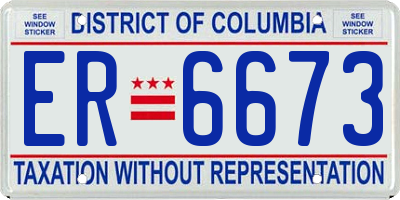 DC license plate ER6673