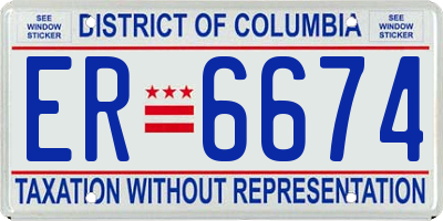 DC license plate ER6674