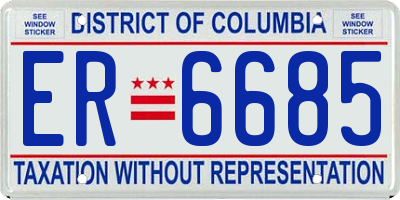 DC license plate ER6685