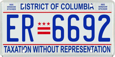 DC license plate ER6692
