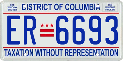 DC license plate ER6693