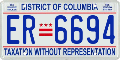 DC license plate ER6694