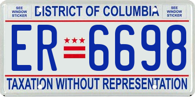 DC license plate ER6698