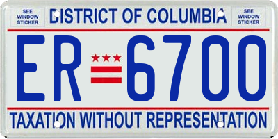 DC license plate ER6700