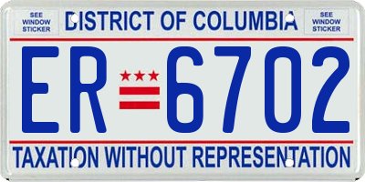 DC license plate ER6702