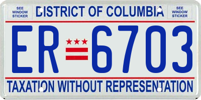 DC license plate ER6703