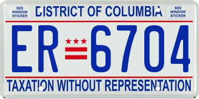DC license plate ER6704