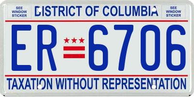 DC license plate ER6706
