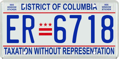 DC license plate ER6718