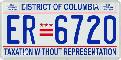 DC license plate ER6720