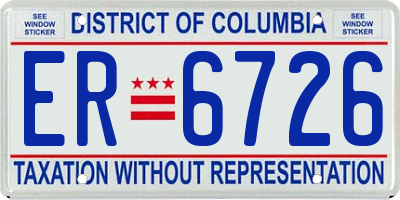 DC license plate ER6726